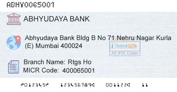 Abhyudaya Cooperative Bank Limited Rtgs HoBranch 