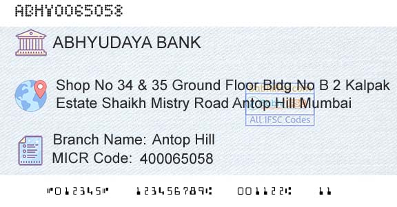 Abhyudaya Cooperative Bank Limited Antop HillBranch 