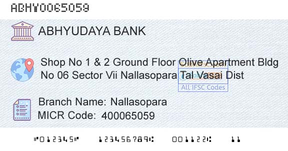 Abhyudaya Cooperative Bank Limited NallasoparaBranch 
