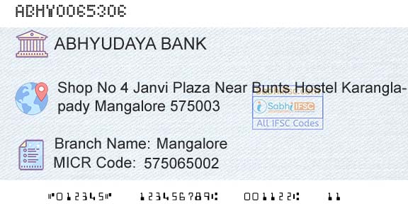 Abhyudaya Cooperative Bank Limited MangaloreBranch 