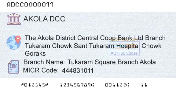 The Akola District Central Cooperative Bank Tukaram Square Branch AkolaBranch 