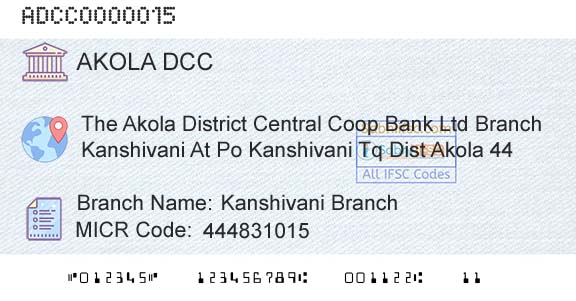 The Akola District Central Cooperative Bank Kanshivani BranchBranch 