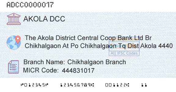 The Akola District Central Cooperative Bank Chikhalgaon BranchBranch 