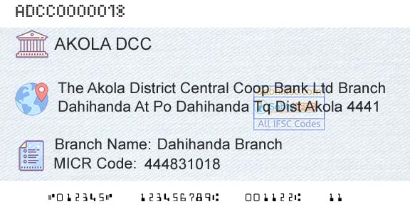 The Akola District Central Cooperative Bank Dahihanda BranchBranch 