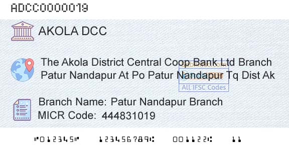 The Akola District Central Cooperative Bank Patur Nandapur BranchBranch 