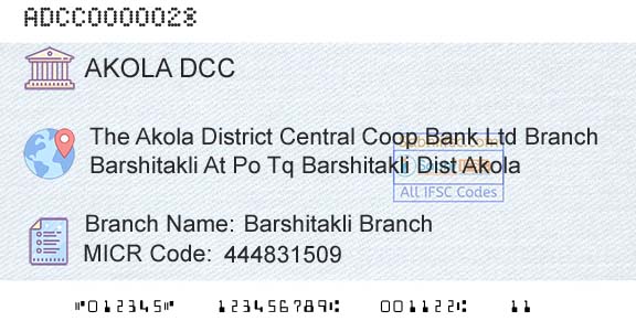 The Akola District Central Cooperative Bank Barshitakli BranchBranch 