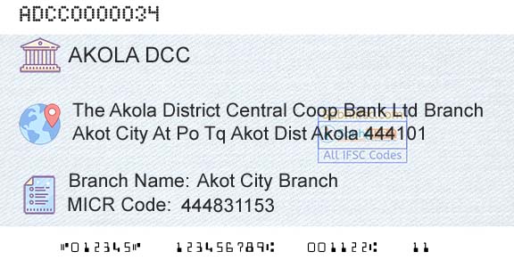 The Akola District Central Cooperative Bank Akot City BranchBranch 