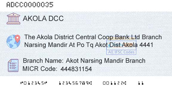 The Akola District Central Cooperative Bank Akot Narsing Mandir BranchBranch 