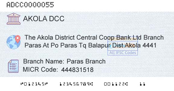 The Akola District Central Cooperative Bank Paras BranchBranch 