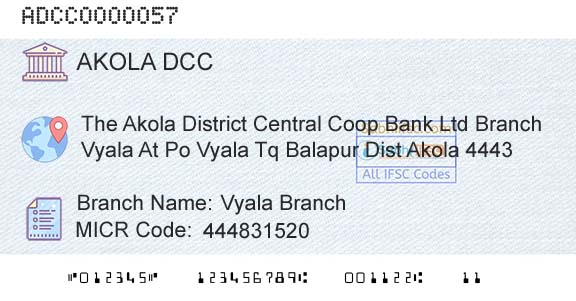 The Akola District Central Cooperative Bank Vyala BranchBranch 