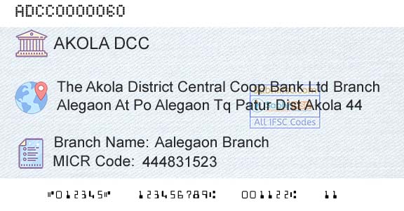 The Akola District Central Cooperative Bank Aalegaon BranchBranch 