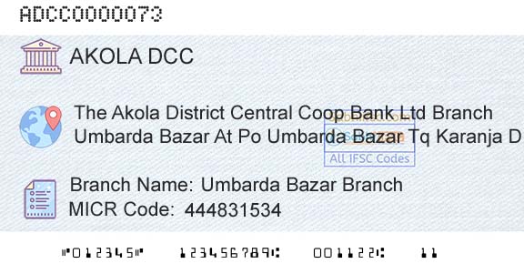 The Akola District Central Cooperative Bank Umbarda Bazar BranchBranch 