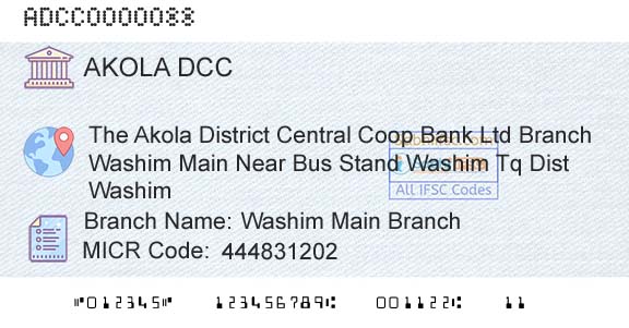 The Akola District Central Cooperative Bank Washim Main BranchBranch 