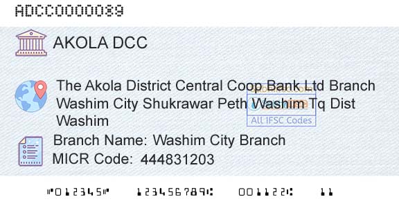 The Akola District Central Cooperative Bank Washim City BranchBranch 