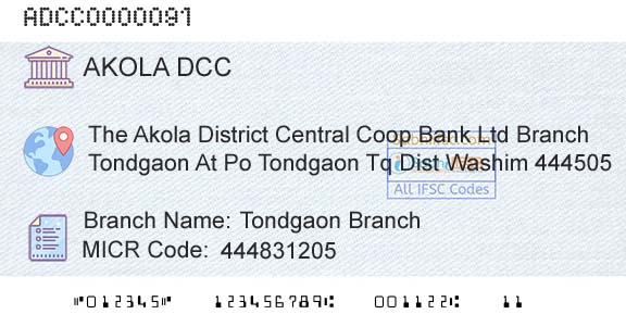 The Akola District Central Cooperative Bank Tondgaon BranchBranch 
