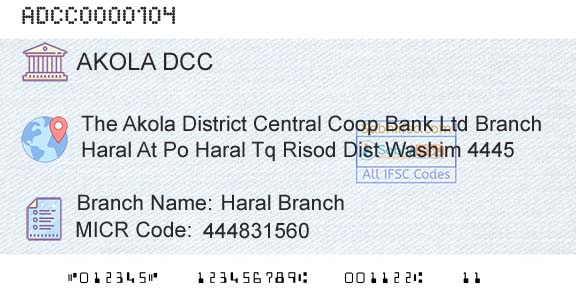 The Akola District Central Cooperative Bank Haral BranchBranch 