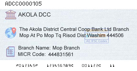 The Akola District Central Cooperative Bank Mop BranchBranch 