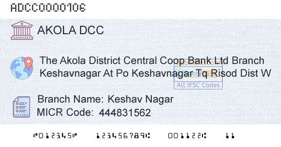 The Akola District Central Cooperative Bank Keshav NagarBranch 