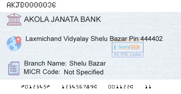 Akola Janata Commercial Cooperative Bank Shelu BazarBranch 