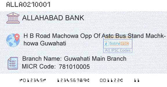 Allahabad Bank Guwahati Main BranchBranch 