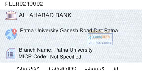 Allahabad Bank Patna UniversityBranch 