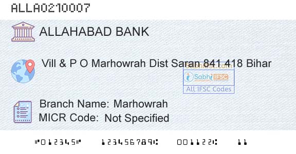 Allahabad Bank MarhowrahBranch 