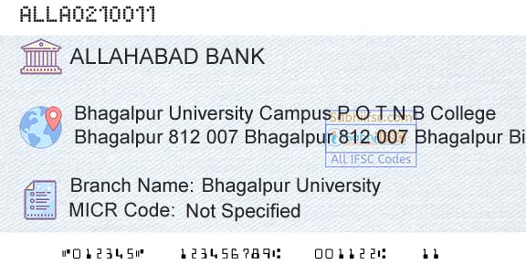 Allahabad Bank Bhagalpur UniversityBranch 
