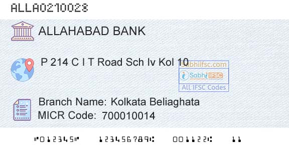 Allahabad Bank Kolkata BeliaghataBranch 
