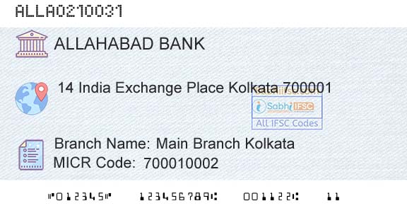Allahabad Bank Main Branch KolkataBranch 