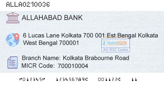 Allahabad Bank Kolkata Brabourne RoadBranch 