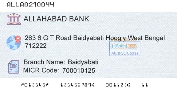 Allahabad Bank BaidyabatiBranch 