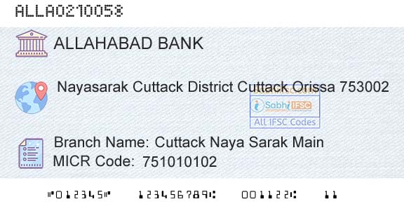 Allahabad Bank Cuttack Naya Sarak Main Branch 