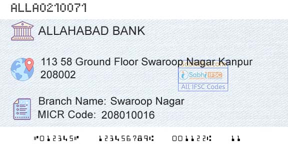 Allahabad Bank Swaroop NagarBranch 