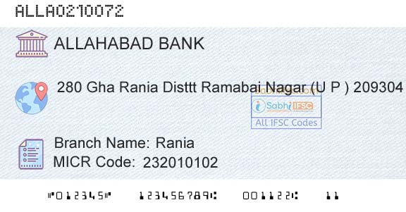 Allahabad Bank RaniaBranch