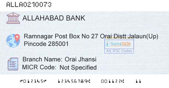 Allahabad Bank Orai Jhansi Branch 