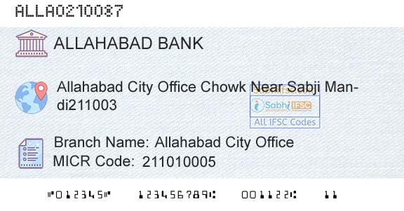 Allahabad Bank Allahabad City OfficeBranch 