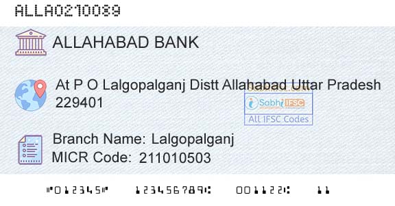 Allahabad Bank LalgopalganjBranch 