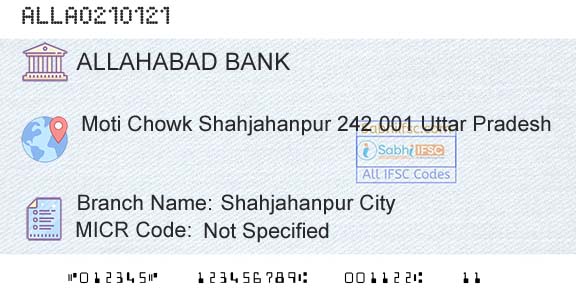 Allahabad Bank Shahjahanpur CityBranch 