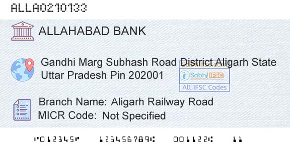 Allahabad Bank Aligarh Railway RoadBranch 