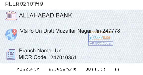 Allahabad Bank UnBranch 