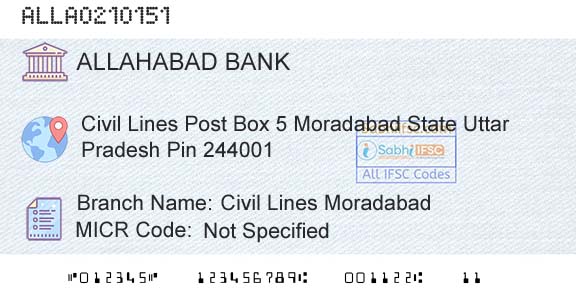 Allahabad Bank Civil Lines MoradabadBranch 