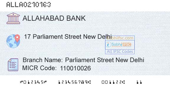 Allahabad Bank Parliament Street New DelhiBranch 