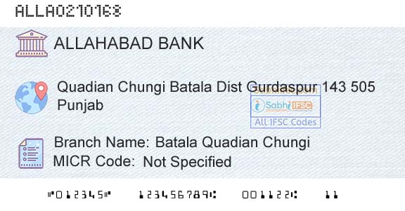 Allahabad Bank Batala Quadian ChungiBranch 