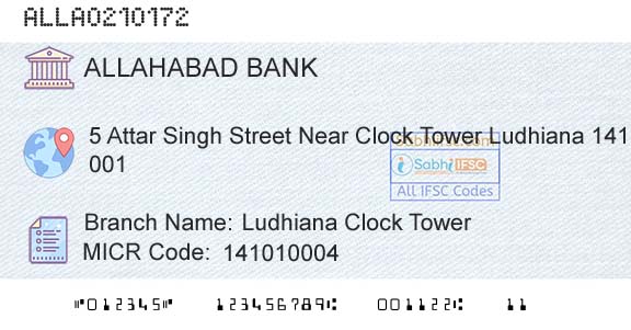 Allahabad Bank Ludhiana Clock TowerBranch 