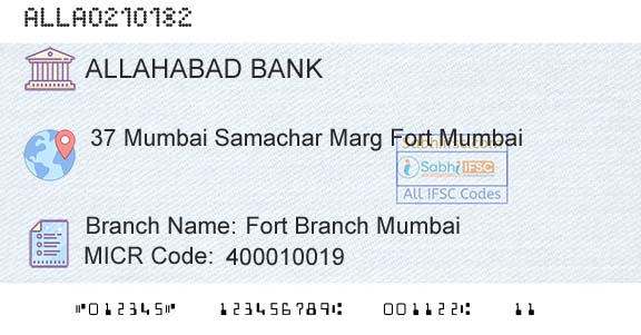 Allahabad Bank Fort Branch MumbaiBranch 