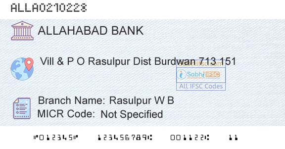 Allahabad Bank Rasulpur W B Branch 
