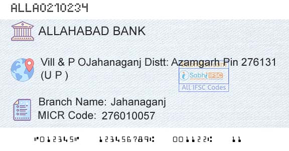 Allahabad Bank JahanaganjBranch 