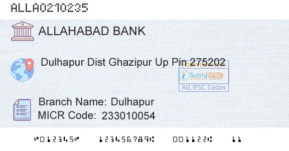 Allahabad Bank Dulhapur Branch 