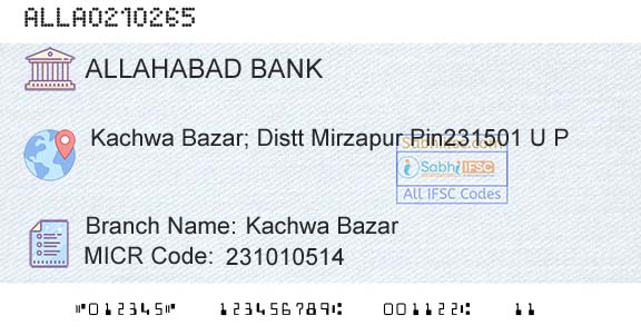Allahabad Bank Kachwa BazarBranch 