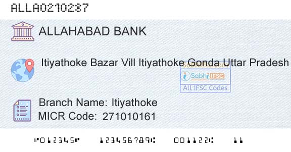 Allahabad Bank ItiyathokeBranch 